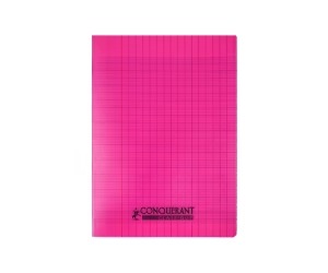CAHIER POLYPROPYLENE ROSE 17*22 48P CONQUERANT