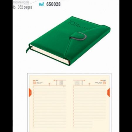 AGENDA JOURNALIER DE BUREAU COUVERTURE DE LUXE ET FERMETURE AIMANTEE 16*22