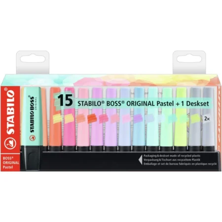 LOT DE 15 SURLIGNEURS PASTEL STABILO